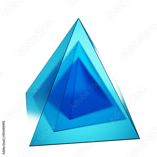 Abstract geometric pyramid shape with nested layers and blue gradient