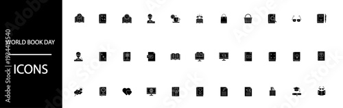 World Book Day icons for education and literacy