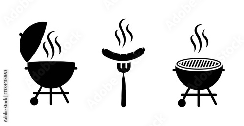 Barbecue Grill Silhouette Vector Illustration Set