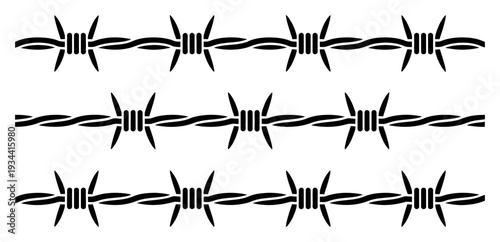 Barbed Wire Pattern Black Vector Illustration