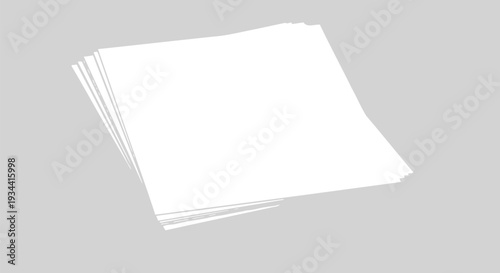 Stack of blank white rectangular paper sheets rests slightly angled on a.