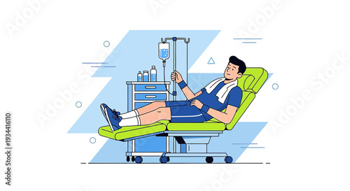 Man Receiving IV Drip Infusion for Wellness or Treatment