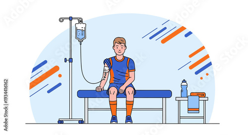 Man Receiving IV Drip Treatment for Hydration or Medical Therapy