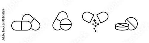 Capsule Pills Icon Set Vector Illustration