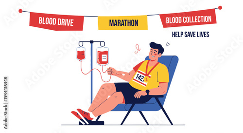Marathon Runner Donating Blood for Blood Drive and Blood Collection
