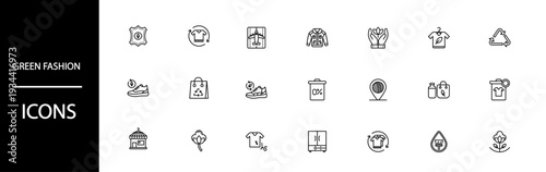 Green fashion icons for sustainable clothing and eco friendly lifestyle