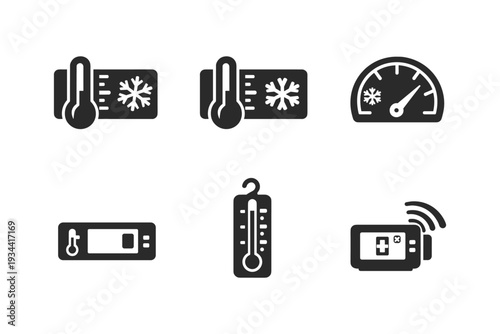 Icon set for temperature measurement and control in various formats