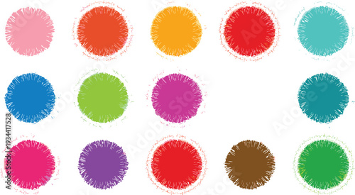 Colorful paint splatter circles vector illustration grunge ink blot spots abstract design set