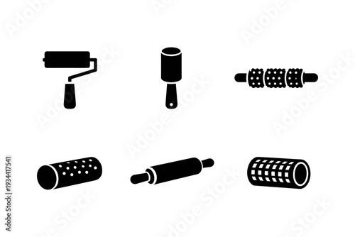 Collection of various rollers and cleaning tools for different purposes