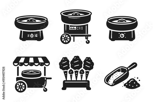 Cotton candy machine and related items in a minimalist design