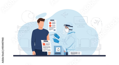 Medical Professional Administering Vaccine Shot to Patient in Clinic