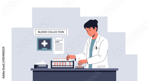 Medical Professional Conducting Blood Test in Laboratory