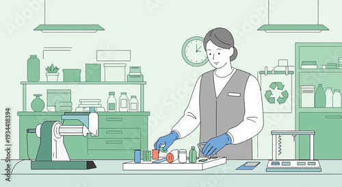 Medical Professional Conducting Laboratory Testing and Preparing Medication