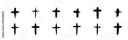 Hand drawn crosses and plus signs in black