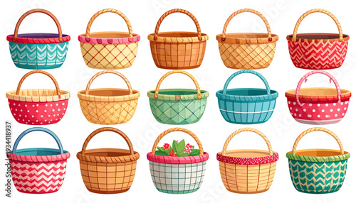 Vibrant Illustrated Baskets Collection