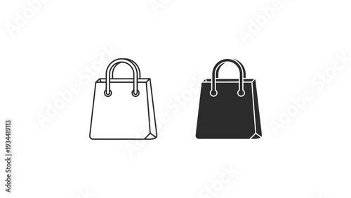 Comparison of a white and black tote bag design with handles and drawstring closure.