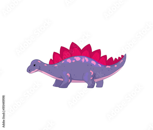 Vector illustration of a purple dinosaur with pink spikes.