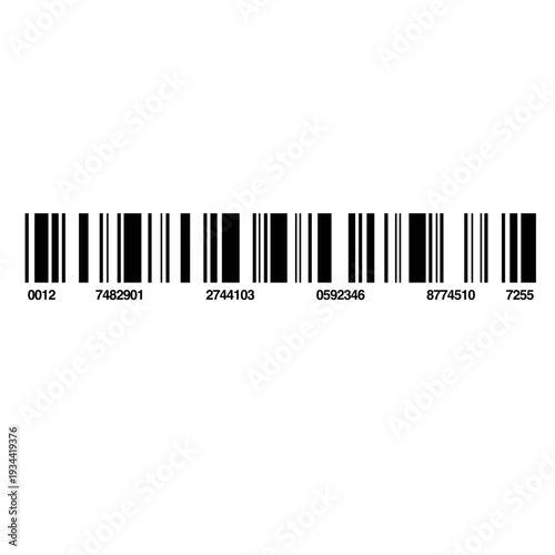 Simple black white barcode symbol for product identification and scanning Black and white barcode icon on white background Barcode icon isolated line illustration for product labeling retail scanning