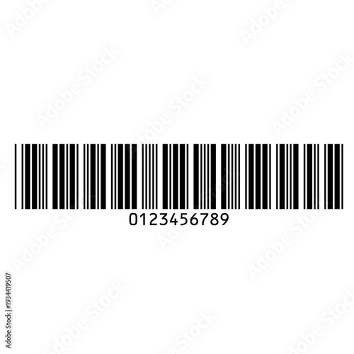 Simple black white barcode symbol for product identification and scanning Black and white barcode icon on white background Barcode icon isolated line illustration for product labeling retail scanning