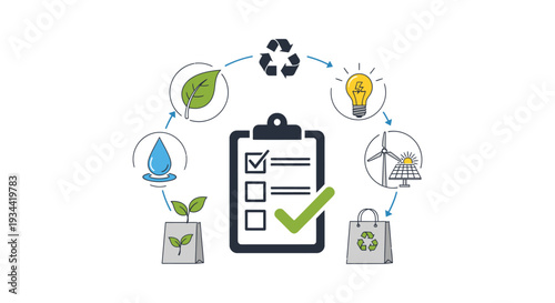 Sustainable Development Goals Checklist: Eco-Friendly Cycle, Green Energy, Recycling & Environmental Protection