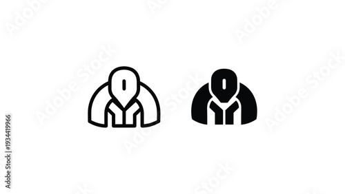 Two silhouettes of people wearing neckties in a minimalist style.