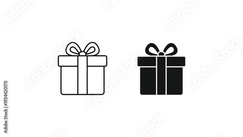 Two stylized gift boxes with contrasting bows displayed side by side