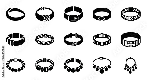 Collection of modern and elegant bracelets, necklaces, and jewelry items presented in a clear and organized graphic illustration format