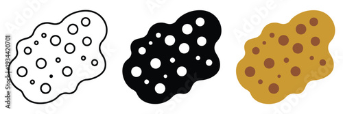 Linear cookies illustration, simple vector graphic of a round cookie in line art style, monochrome design for culinary icons, dessert branding, and food infographic use.