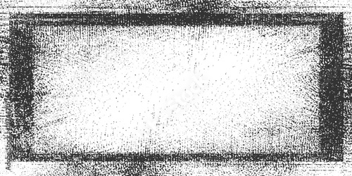Distressed grunge rectangular frame with scattered dots and horizontal lines border rectangle