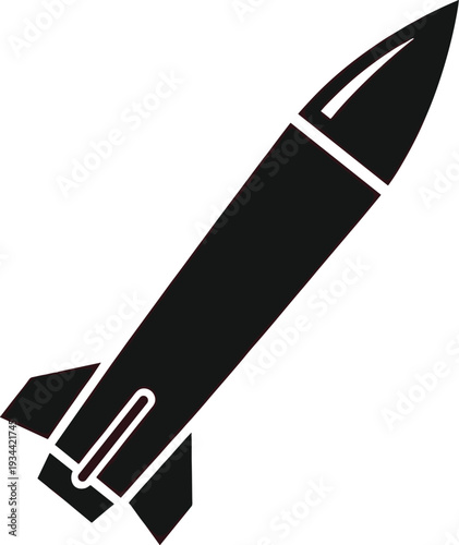 Black silhouette of a missile rocket, symbolizing global conflict and nuclear threat.