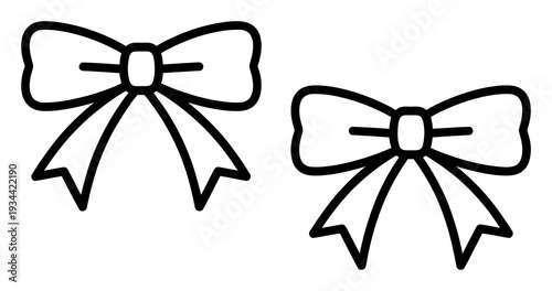 Black and White Bow Vector Illustration Set