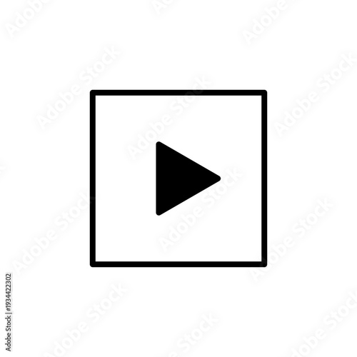 Free Download Solid black play button icon within an outline square, indicating media playback. - GFXLoad