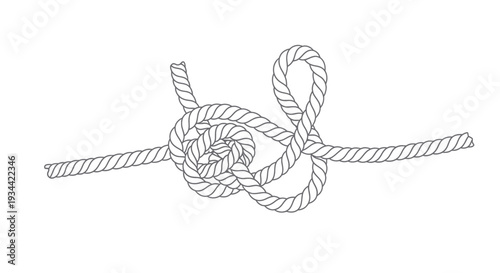 Close-up of a knot tied in a thick rope