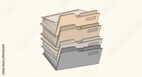 Stacked file folders for organization and data management