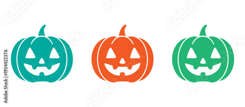 Colorful jack o lanterns with happy faces