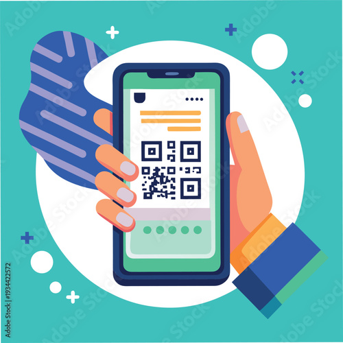 smartphone with QR code