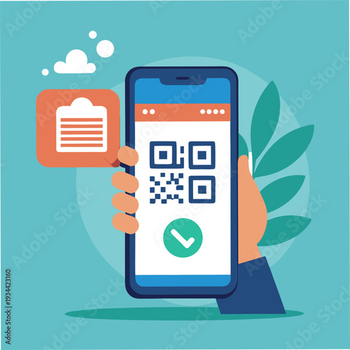 smartphone with QR code