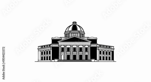 A grand neoclassical building with a prominent dome and stately columns