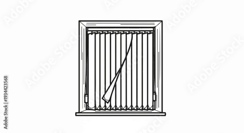 A simple line drawing of vertical blinds partially opened