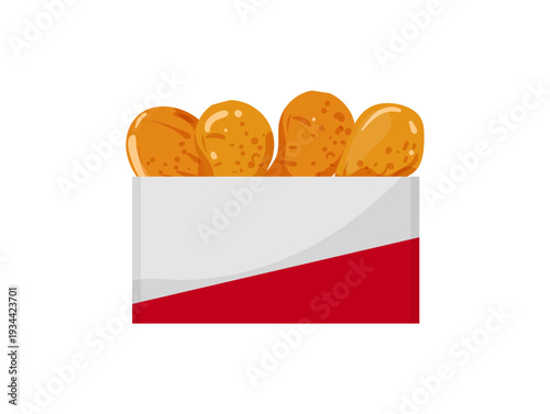 Vector illustration of chicken nuggets in a box.