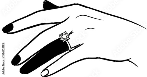 A hand elegantly displays a sparkling solitaire ring on its finger