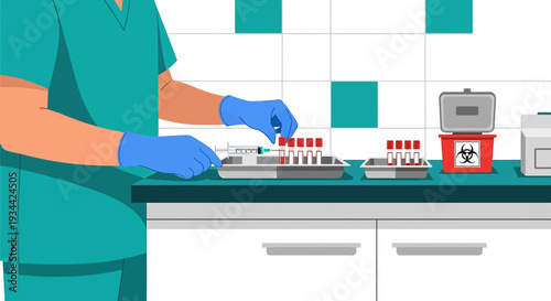 Medical Professional Prepares Blood Samples for Testing in Laboratory
