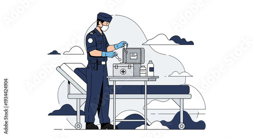 Medical Professional Preparing Treatment Equipment Next to Patient Bed