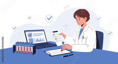 Medical Professional Reviewing Test Results and Patient Data