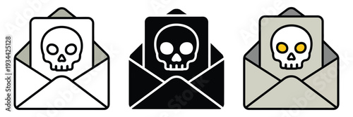 Crime letter line icon, scary and note symbol, mail vector sign in clean linear style, isolated on white background, perfect for horror, mystery, or detective-themed designs.