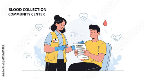 Medical Staff Collecting Blood Sample at Community Center