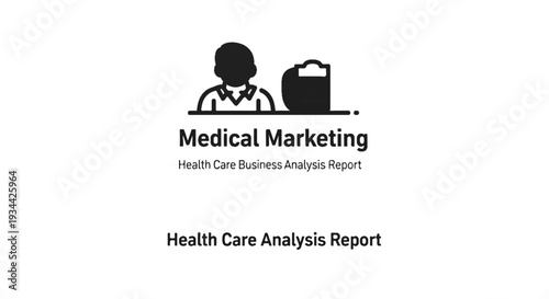 Stylized graphic of a person and clipboard with medical marketing text