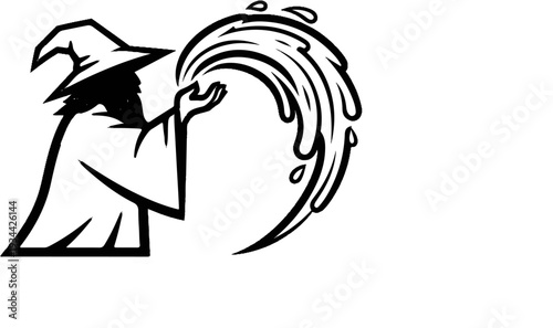 Stylized wizard conjuring a swirling vortex of water