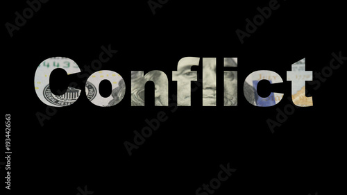 Bilde på lerret conflict economy background with one hundred dollar bills creative lettering des