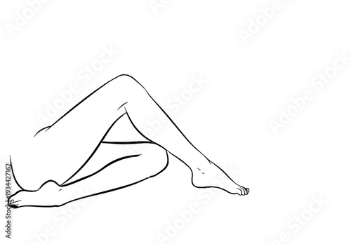 Minimalist line drawing of a person's legs in a relaxed pose